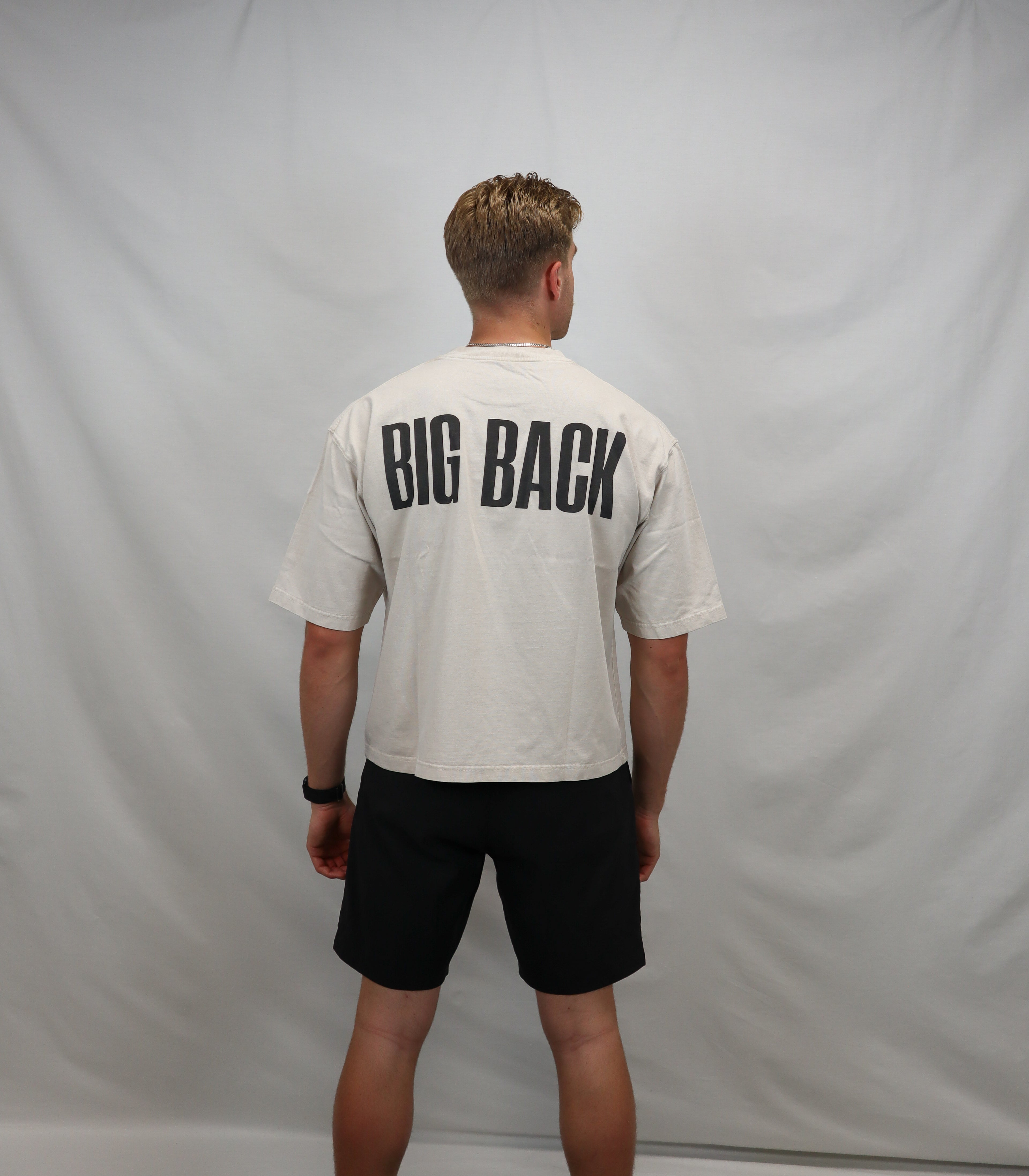 Box-Cut Classic BIG BACK Tee in Beige