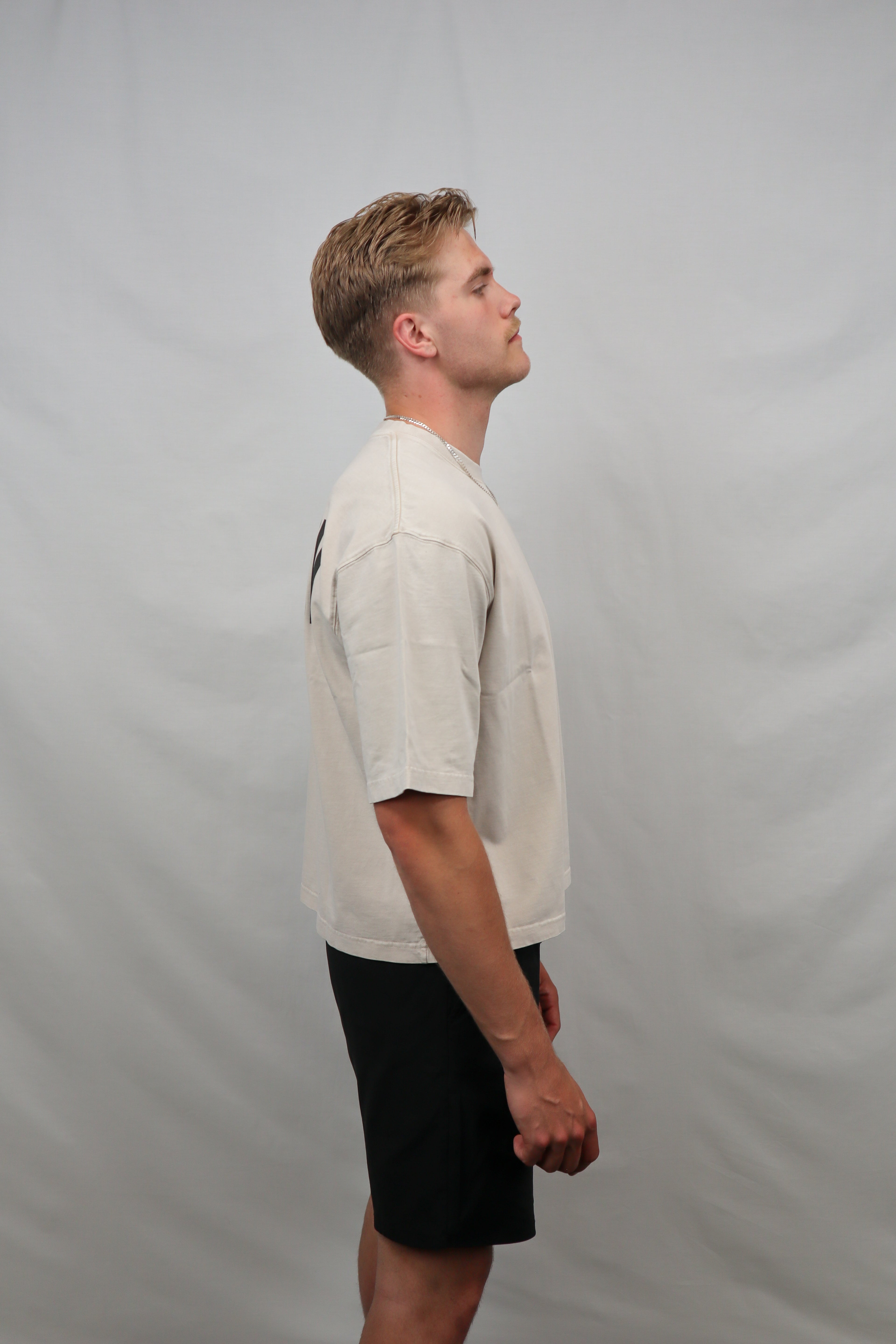 Box-Cut Classic BIG BACK Tee in Beige
