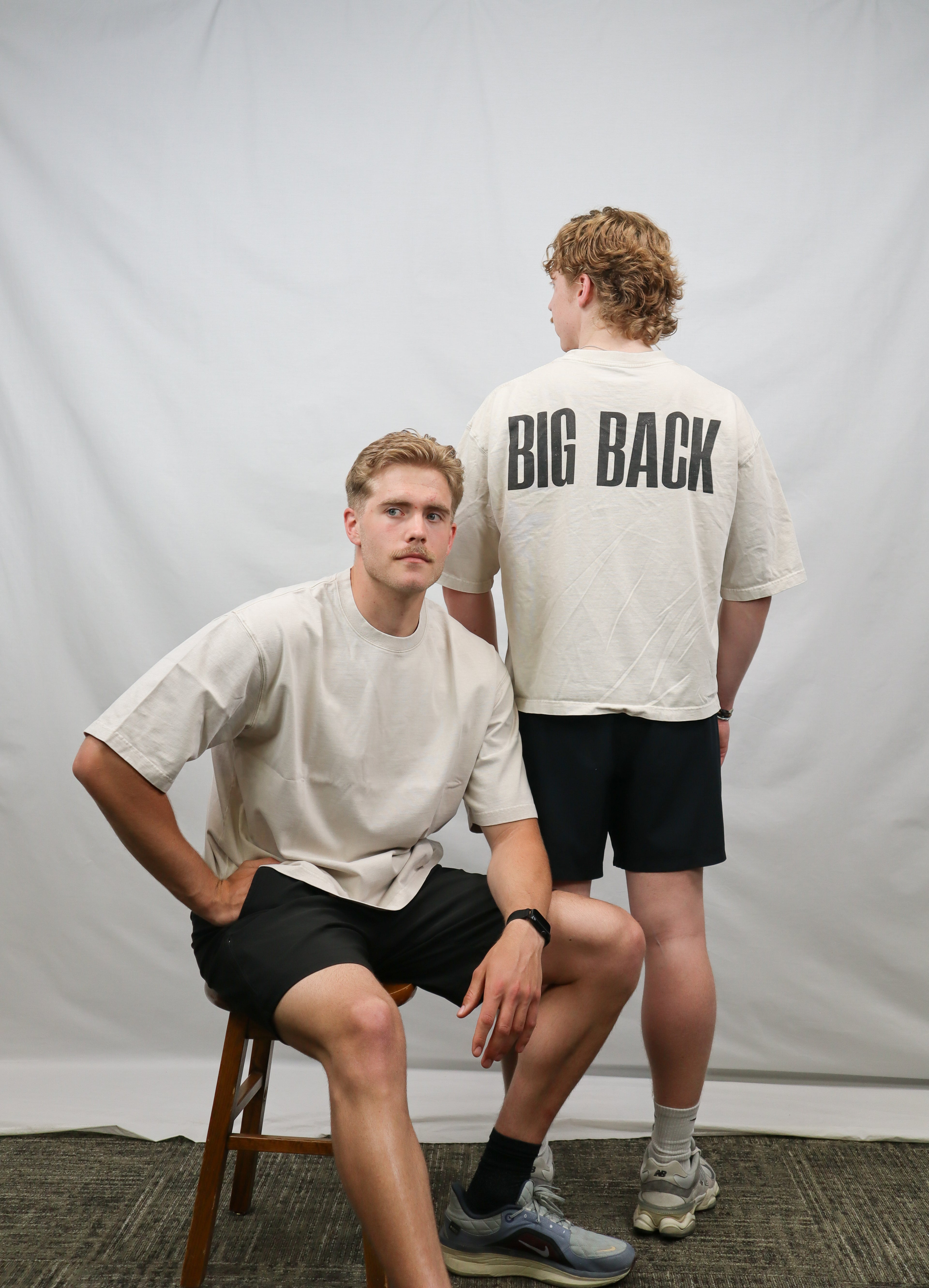 Box-Cut Classic BIG BACK Tee in Washed Stone